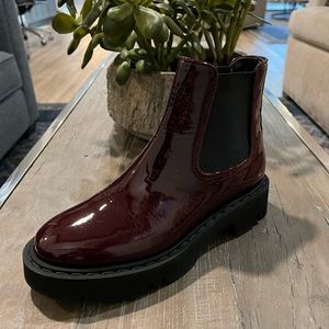 Aquatalia Haylie Patent Bordeaux Womens Chelsea Boots